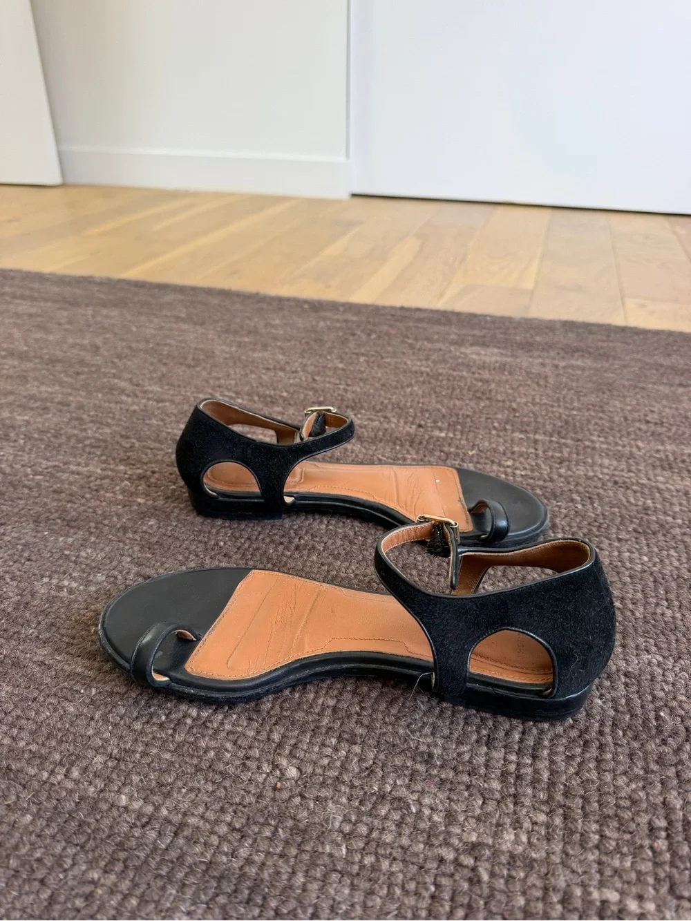 Givenchy Black Leather Open-Toe Ankle Strap Sandals - Picture 4 of 5